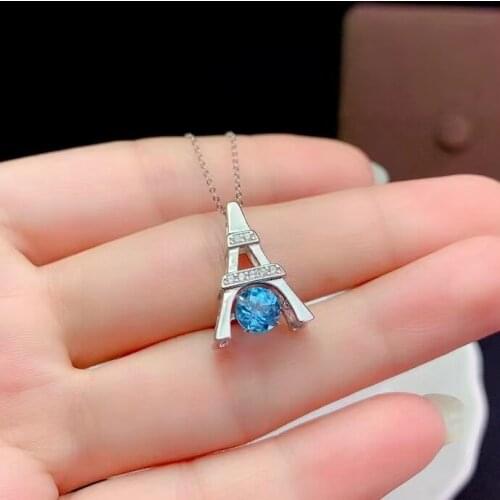 2021new natural blue topaz pendant for women necklace birthday party gift real 925 silver natural gem certified birthstone