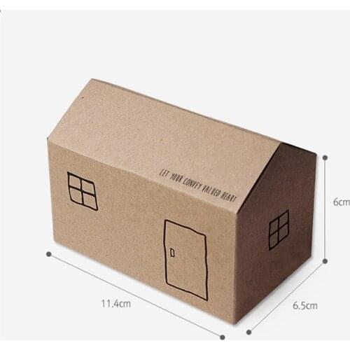 25pcs/Lot Small house shape Bread chocolate candy cookies box for wedding party baby shower large paper favor gift box
