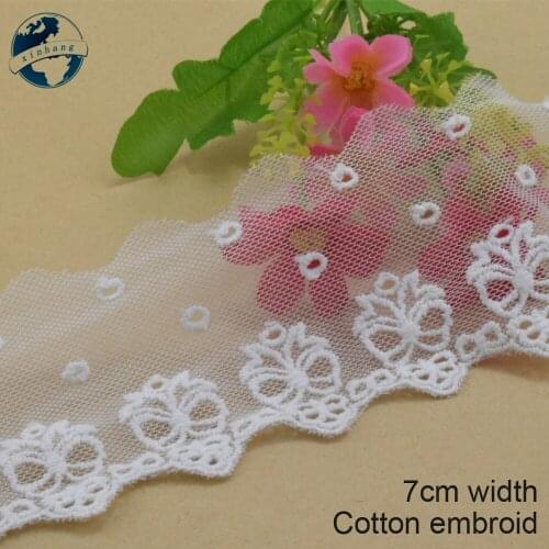 3yard 7cm wide cotton embroidery lace sewing ribbon guipure trim wedding decoration DIY dolls colthes Accessories lace edge#4005