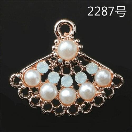 50pcs/lot 17*20mm Gold Color Imitation Pearl Charms for Necklace Charm , Simulated Pearl Beads DIY Handmade Jewelry Findings