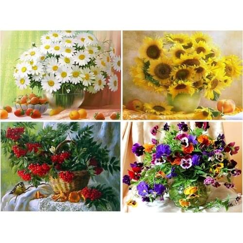 5D Diamond Embroidery Flowers DIY Diamond Painting Floral Baskets Rhinestone Mosaic Cross Stitch Home Decoration gift Sale