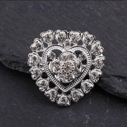 Women Shiny Rhinestone Hollow out Heart Brooch Lapel Pin Unisex Dress Coat Collar Broches Children Jewelry Corsage Accessories