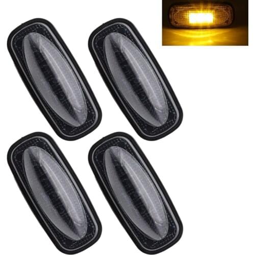 FEEDOPAL 4PCS Smoked Lens Amber LED Side Marker Fender Lights Built-in 3 Diodes 12V For Pickup Camper Cab SUV Trailer Truck