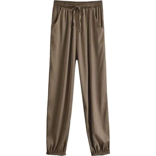 DOUJILI 2021 Women Pants Black Brown Loose Casual Soft Pants Long Leg Fashion Ladies Office Trousers