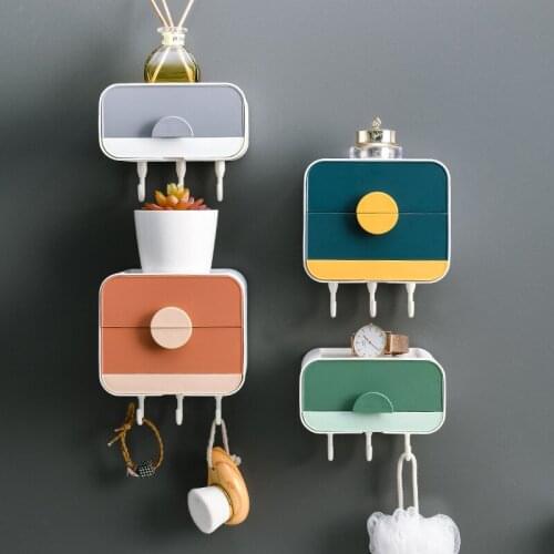 Double Layer Soap Box Wall Hanging Bathroom Toilet Soap Box With Hook Drain Rack Bathroom Waterproof Drawer Type Storage Box
