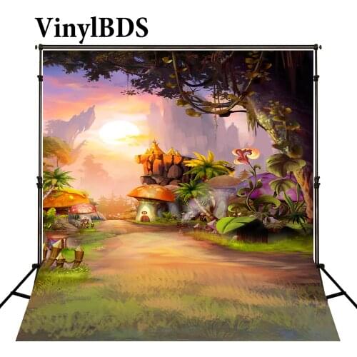VinylBDS Children Fairy Tale Forest Photography Backgrounds Cartoon Mushroom Backdrops Baby Photography Props for Photo Studio