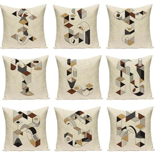 Geometric Ladder Stitching Letter Printed Cushion Cover Chair Cushions Decorative Sofa Pillow Cases Alphabet Sign Pillow Covers