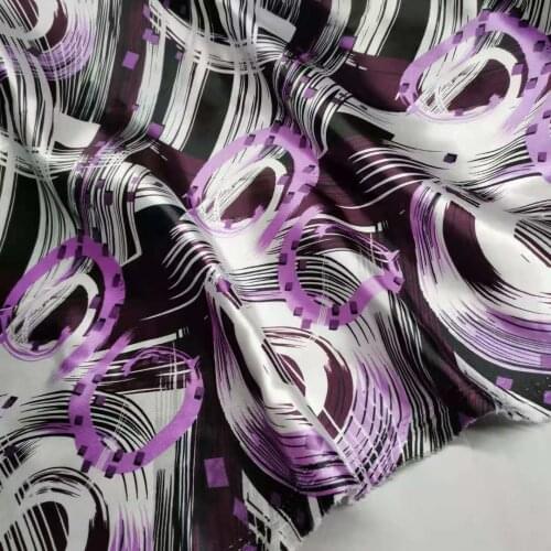 Glossy Polyester Fabric Handmade Craft Satin Soft Abstract Print Satin Material