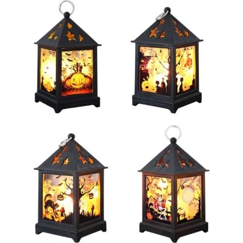Small Vintage Halloween Lantern LED Candle Night Light Halloween Hanging Pendant