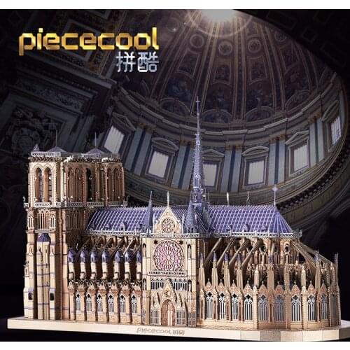 Piececool 3D Metal Puzzle NOTRE DAME CATHEDRAL PARIS building Model kits DIY 3D Laser Cut Assemble Jigsaw Toys GIFT