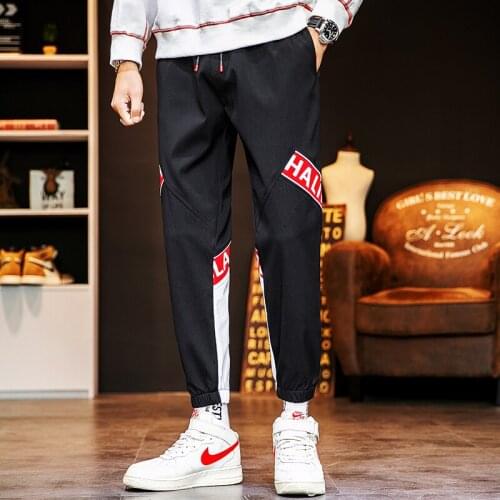 Mens Letter Pant Elastic Waist Fashion Trousers Multi-Pocket For Male Casual Loose Pants 2020 Spring Streetwear Sweatpants 4XL