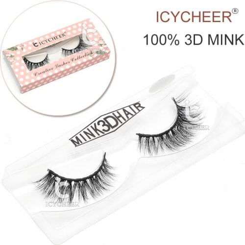 ICYCHEER Cross Natural Eye lashes Soft Black 100% 3D Mink Makeup False Fake Eyelashes