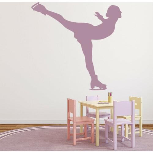 Dance Ice Skating Wall Decal Ice Rink Skate Girl Art Interior Decor Mural Glass Vinyl Sticker Waterproof Creative Wallpaper Q143
