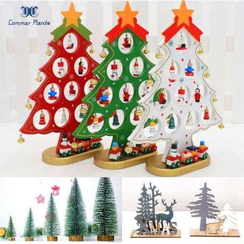 New Christmas Tree Ornaments Wooden Standing Christmas Tree with Accessories Reindeer Table Decoration Home decor for Christmas