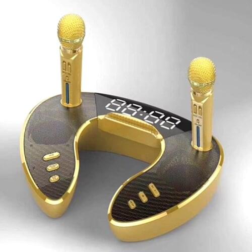 New ST-2020 Wireless Microphone Bluetooth Speaker Outdoor Family Karaoke Portable Microphone Mobile Phone Support Clock