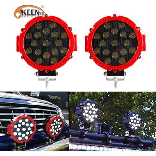 OKEEN 2pcs 51w LED Work Light Spot Beam Driving lights for offroad Truck Tractor ATV SUV UAZ Auto 4WD 4x4 Ramp 12V 24V Car Lamp