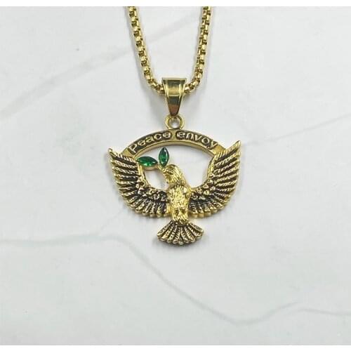 Trendy Stainless Steel Pendant Peace Dove Women Men Necklace Fashion Peace Sign World Peace Necklace Charm