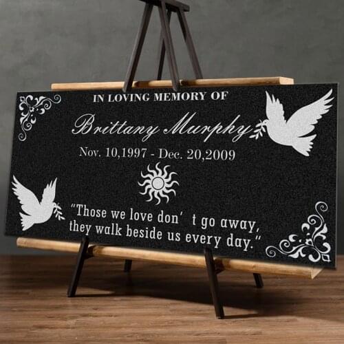 Natural Granite Memorial Stone, Personalized Gravestone Marker- Can Engrave Photo, Gift for Who Lost a Loved One, 30X15CM