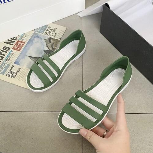 Women Summer Flat Sandals Shoes Open-Toed Slides Women Clogs Slippers Candy Color Casual Beach Outdoor Female Ladies Jelly Shoes