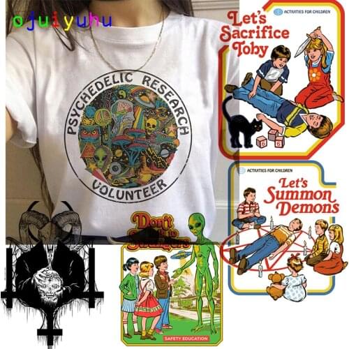 Satan T Shirt women Satanism alien Evil Demon Grim Death Tshirt female Scary funny Reaper T-shirt harajuku horror Psychedelic