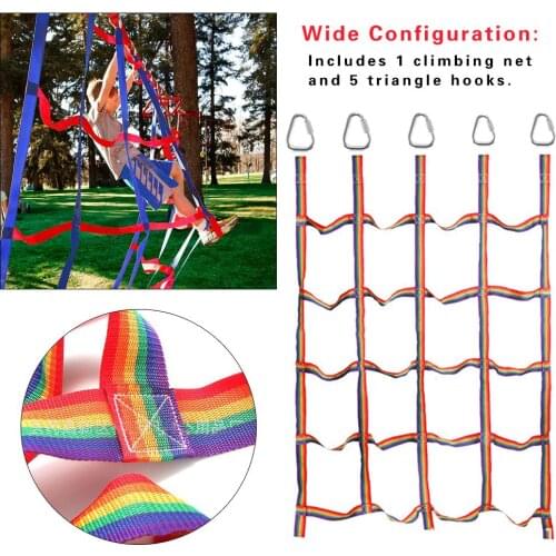 Outdoor Rainbow Ribbon Climb Net Mesh Children Physical Training Climbing Net For Sports And Entertainment Kids Climbing Net