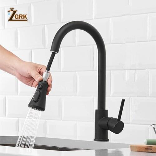 ZGRK Kitchen Faucets Single Handle Pull Out Kitchen Tap Single Hole Handle Swivel 360 Degree Water Mixer Tap Mixer Tap