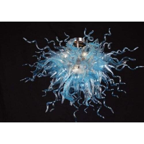 Light Blue Indoor Decor Art Murano Chandeliers Lights Flower Shape