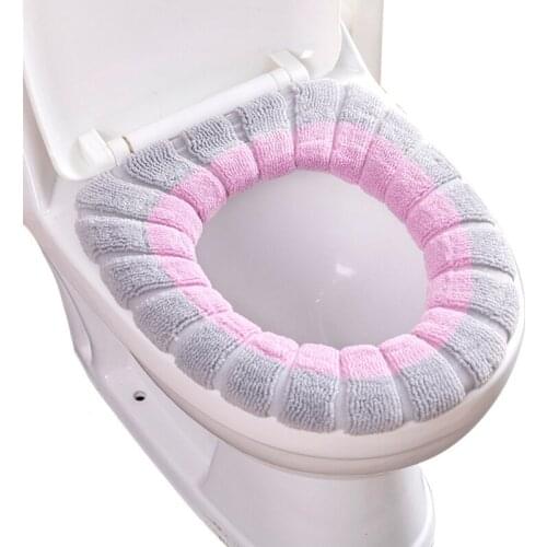 Universal Warm Soft Washable Toilet Seat Cover Mat Set for Home Decoration Close