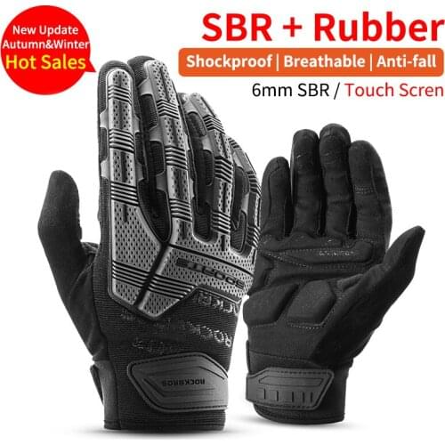 ROCKBROS Cycling Gloves Men Women Thickened Pad Shockproof Breathable GEL Gloves Full Finger Sport Bicycle MTB Bike Gloves