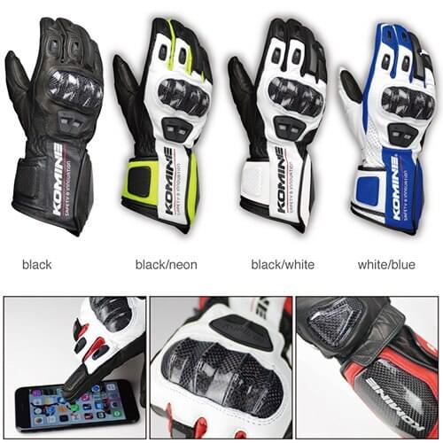 Spring and summer breathable leather motorcycle riding gloves wear-GK-198 black Touch Screen