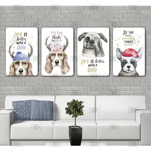 Vintage Metal Tin Signs Dogs Decorative Plaque Pet Pub Bar Club Man Cave Wall Retro Poster Plates Home Decor 20X30Cm