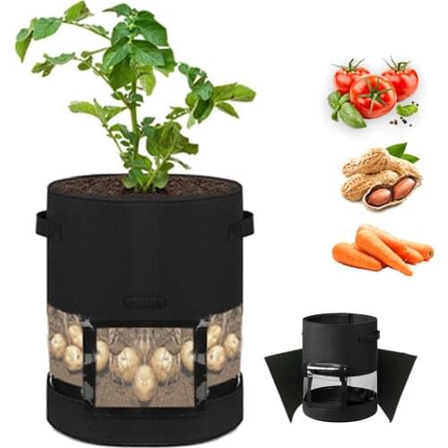 10 Gallon Fabric Garden Potato Grow Container Bag Plant Seed Growing Bag Flower Pots Vegetable Planter Tool With Handle