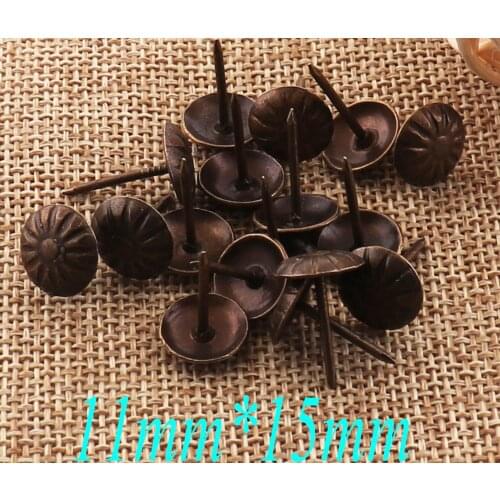 100 Pcs Antique Copper Upholstery Tacks Nailhead Tacks Nails Thumb Old Tacks Studs Nails Wholesale-11mm*15mm