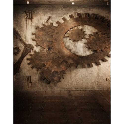 5x7ft Wooden Floor Rusty Gear Photography Backdrops Photo Props Studio Background