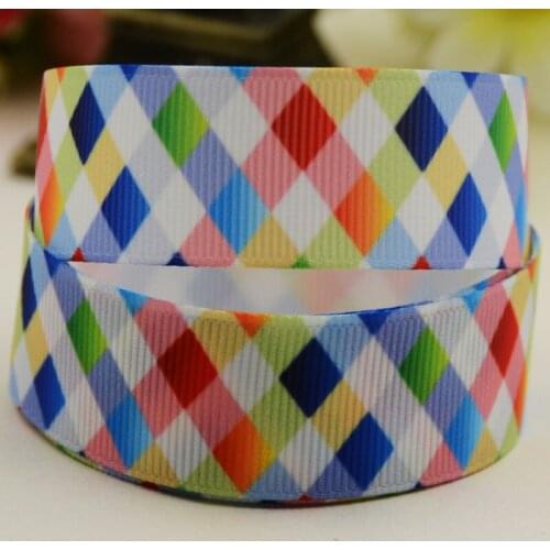 7/8'' 22mm,1" 25mm,1-1/2" 38mm,3" 75mm check pattern Printed grosgrain ribbon party decoration 10 Yards X-02488