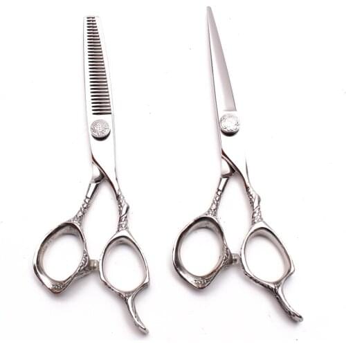 9001# 5.5In. 440C Customized Logo Silver Professional Hairdressing Scissors Cutting Shears Thinning Scissors Salon Hair Scissors