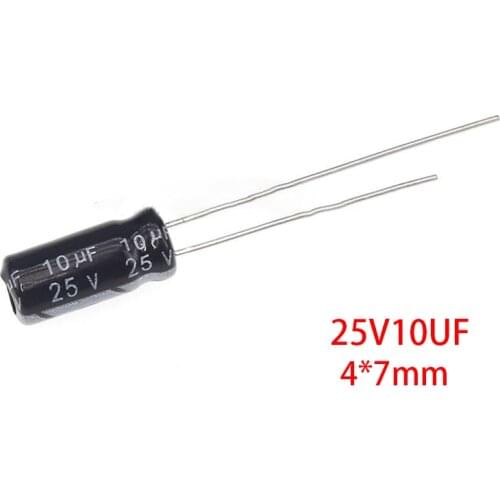 50PCS 25V10UF 4*7mm 10UF 25V 4x7 mm Aluminum Electrolytic Capacitor DIP