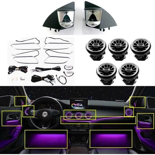 Car LED Air Vent Outlet Turbine Nozzle Atmosphere Lamp For Mercedes-Benz A/CLA/GLA W176 W117 W156 Door Tweeter Ambient Light