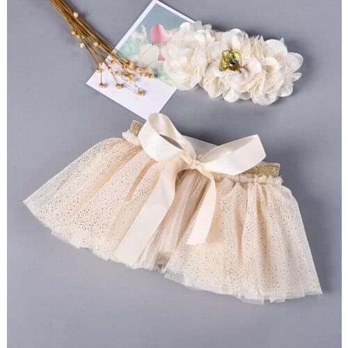 Free size Infant & Toddler Tutu Sparkle Unicorn skirt summer princess Colorful ribbon tutu skirt with mesh headwear in set