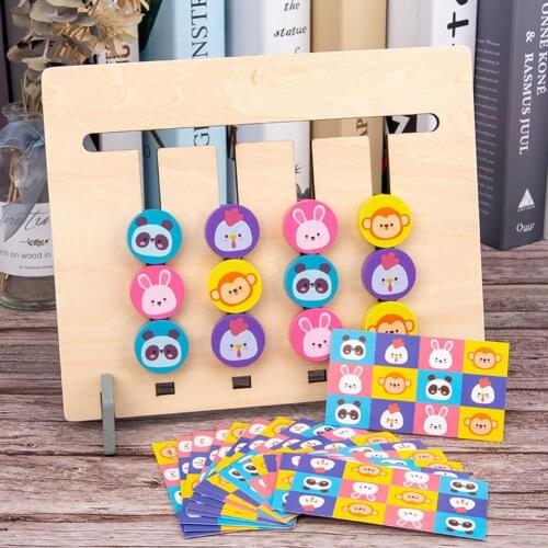 Double-Sided Wooden Four-Color Animal Logic Game Montessori Enlightenment Education Toys Gifts