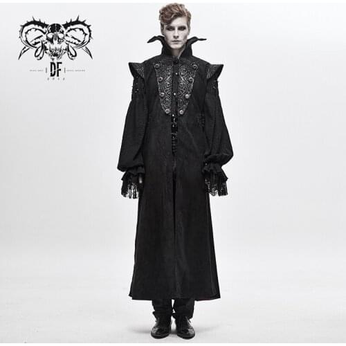 Devil Fashion Mens Gothic Sleeveless Long Vest Victorian Retro Stand Neck Halloween Party Cardigan Waistcoat