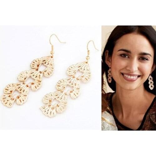 #ER026) New Arrive 2019 Drop Earrings For Women Hollow Out Vintage Heart Shape Earring SIlver Chain Design Jewelry gift