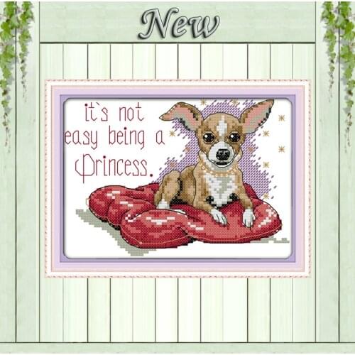 Its not easy being a princess dog counted printed on canvas DMC 14CT 11CT Cross Stitch chinese Needlework kits Embroidery Sets