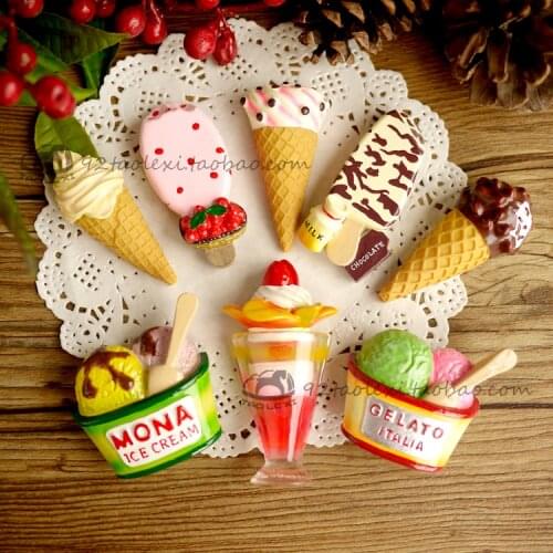 Hot selling creative ice cream cone ice cream painted resin refrigerator magnet magnet