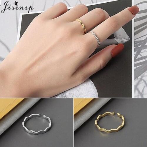Jisensp Creative Minimalist Wave Ring Wedding Finger Ring for Women Jewelry Accessories Engagement Ring Women Dress Party Gifts