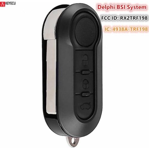 KEYECU for Fiat 500 Punto Florino Doblo Qubo Punto Evo Grande Punto Remote Key Fob Delphi BSI System ID46 Chip 433MHz RX2TRF198