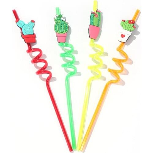 4pcs Set Lovely Food Grade PVC Silicone Reusable Drinking Straw Party Decoration