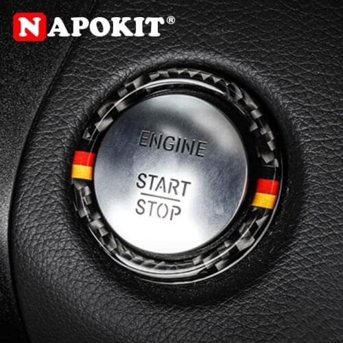 COOL Carbon Fiber Car Sticker for Mercedes Benz C E Class W205 W213 GLC Car Engine Start Stop Ignition Key Ring Sticker Badge