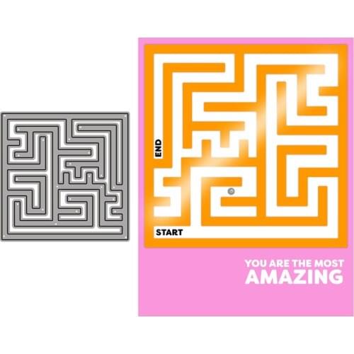 Square Maze Metal Cutting Dies for Scrapbooking Handmade Tools Mold Cut Stencil New DIY Card Make Mould Model Craft Decoration