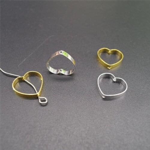 10pcs Copper Double Hole Heart Connectors Pendants for DIY Stud/Drop Earrings 10x10mm 13x13mm Gold Ear Jewelry Findings